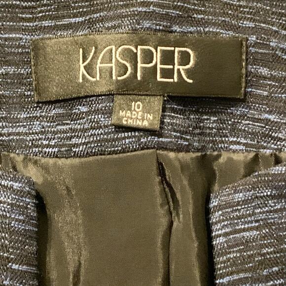 Kasper 2 Piece Womens Sleeveless Top Matching Blazer 10 Blue Black Classy Office - Picture 3 of 12